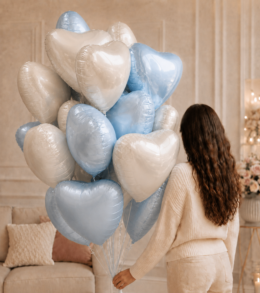 Pastel heart balloon set for a celebration or gender reveal - LaFia Flowers