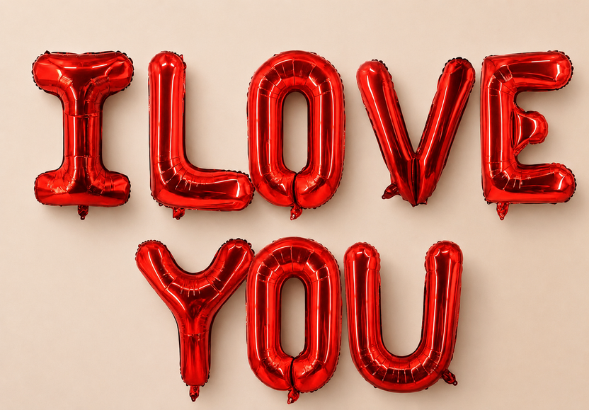 I Love You foil balloon sign for a romantic surprise - LaFia Flowers