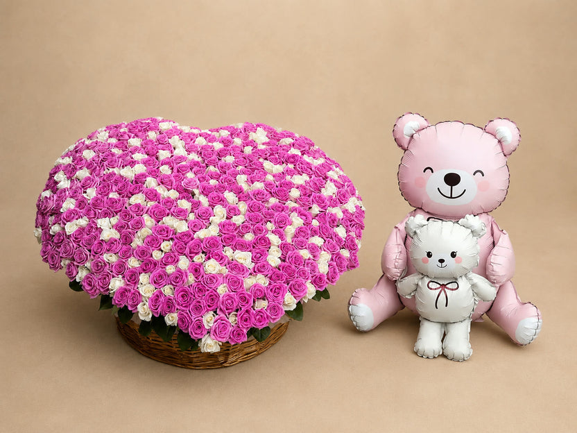 Bear-shaped foil balloon add-on, style three - LaFia Flowers