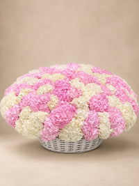 Pink and White Hydrangea Basket - 101 Stems