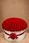 Red Rose Box with 151 fresh roses, shown without optional add-ons - LaFia Flowers